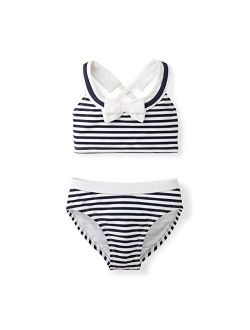 Girls' Two-Piece Bikini Swimsuit with Ruffle and Bow Details