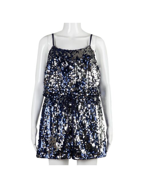 Juniors' Speechless Sequin Romper with Pockets