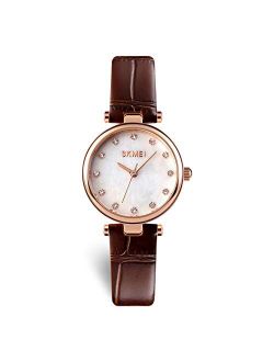 Women Watch, Leather Elegant Wrist Watch for Lady Girls, Analog Quartz Waterproof Watches for Women