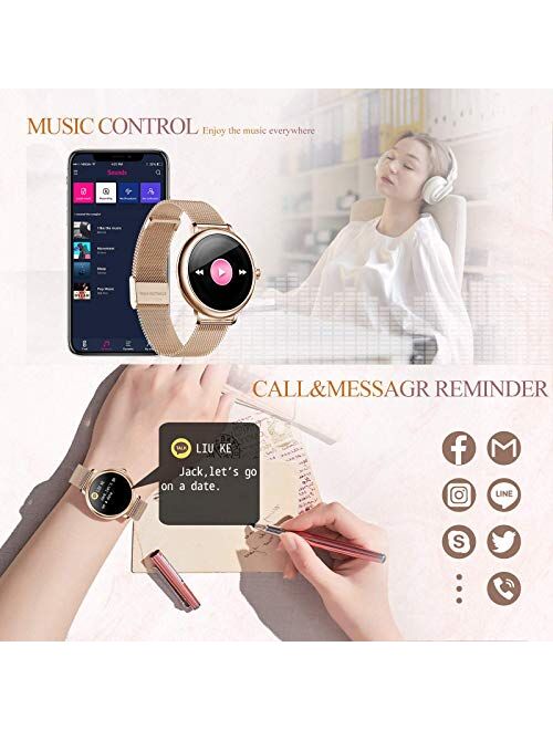 SKMEI Smart Watch for Women, Smart Watches for Android iPhones with Female Function, Waterproof Fitness Activity Tracker with Heart Rate Blood Pressure Monitor Call Remin
