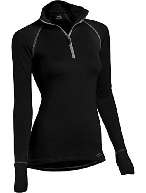 ColdPruf Women's Quest Performance Base Layer 1/4 Zip Mock Neck Top