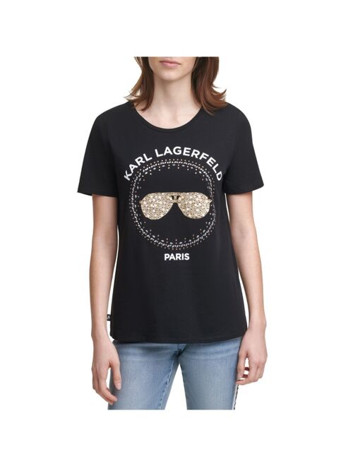 Karl Lagerfeld Sequin Sunglass Tee