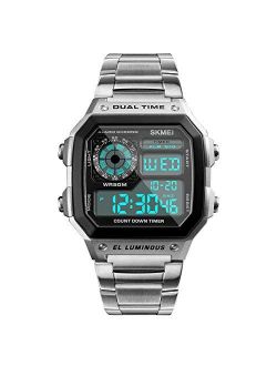 Wrist Watch for Men, Digital Sports Waterproof Watch with Dual Time Chronograph Countdown Alarm Backlight