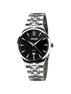 Men's Brand Luminous Business Watch Waterproof Stainless Steel Band Date Display Quartz Wristwatch