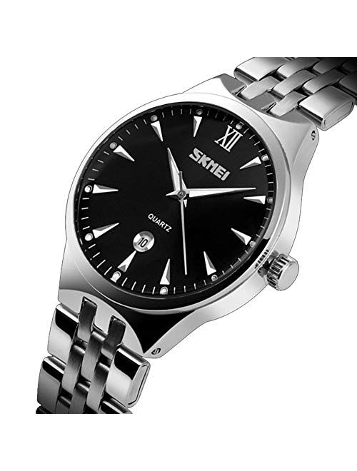SKMEI Men's Brand Luminous Business Watch Waterproof Stainless Steel Band Date Display Quartz Wristwatch