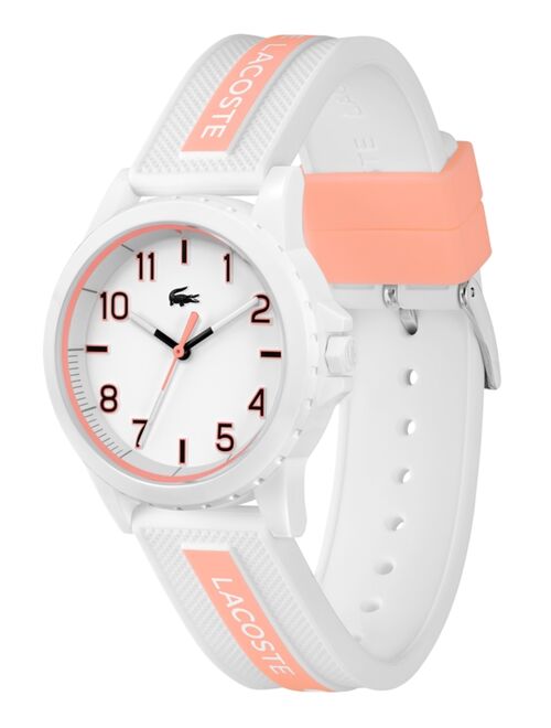 Lacoste Kids' Rider White & Peach Silicone Strap Watch 36mm