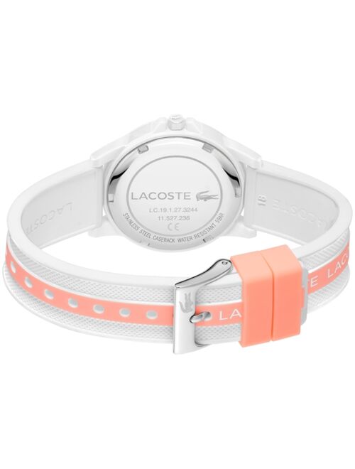 Lacoste Kids' Rider White & Peach Silicone Strap Watch 36mm