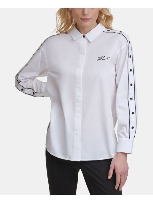 Karl Lagerfeld Contrast Button Snap Shirt