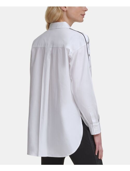 Karl Lagerfeld Contrast Button Snap Shirt