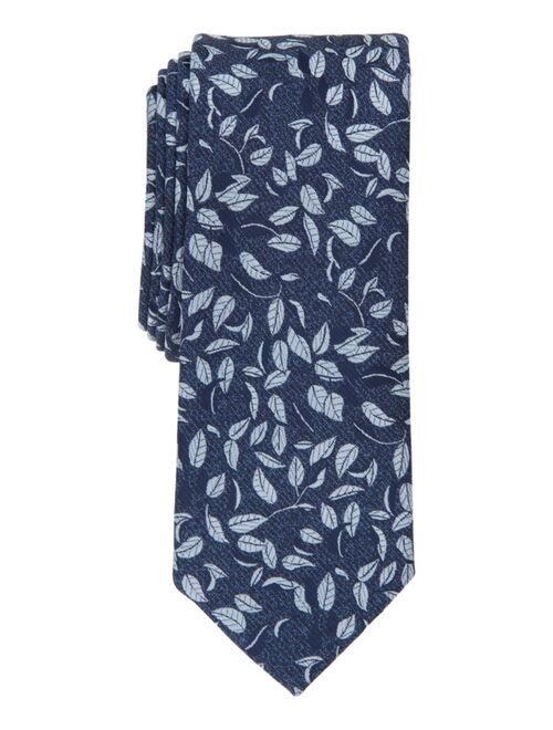 Bar III Men's Dore Leaf Print Skinny Tie, Created for Macy's