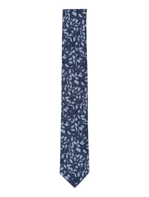 Bar III Men's Dore Leaf Print Skinny Tie, Created for Macy's