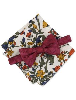 Men's Floral Pre-Tied Bow Tie & Pocket Square Set, Created for Macy's