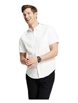Mens Size X-Large Standard Fit S/S Button Down Shirt, True White