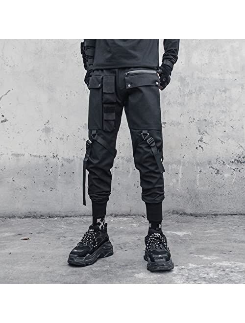 MOKEWEN Men's Women Techwear Streetwear Visual Kei Jogger Cargo Hip Hop Pants with Pockets