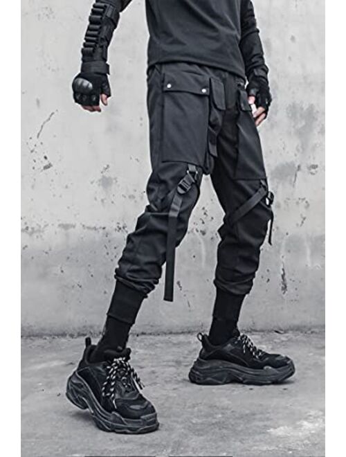 MOKEWEN Men's Women Techwear Streetwear Visual Kei Jogger Cargo Hip Hop Pants with Pockets