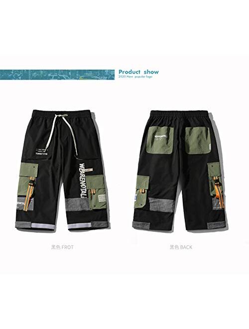MOKEWEN Men's Drawstring Techwear Jogger Cargo Streetwear Shorts with Pockets