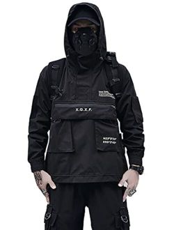 Men's Streetwear Military Cyberpunk Tactical Combat Cargo Jacket with Pocket
