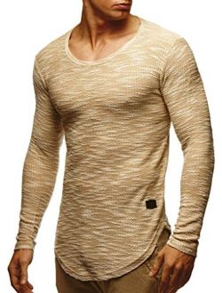 Men's Long Sleeve Shirt Slim Fit | Men's Crewneck Sweat Shirt | Basic Knitted Shirt with Round Neck