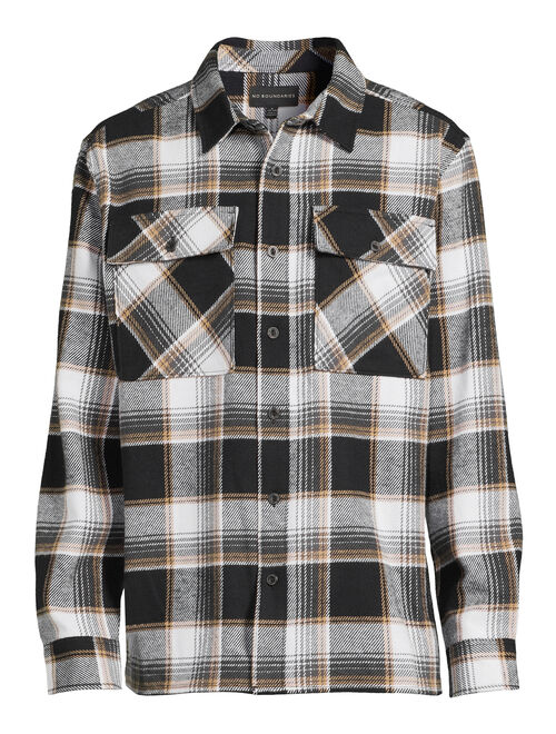No Boundaries Men's and Big Men's Long Sleeve Flannel Layering Shirt Jacket