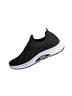 RQWEIN Slip-on Lightweight Athletic Running Walking Gym Shoes Men's Sneakers Fashion Squama Tennis Footwear Elastic Sock Shoes
