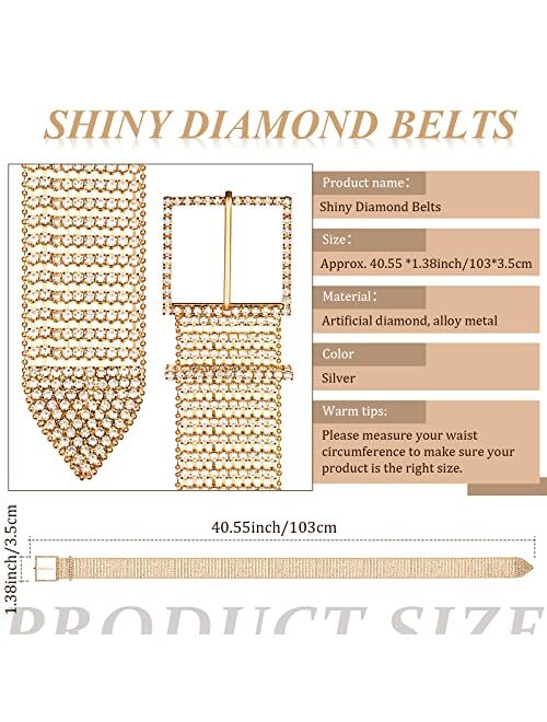 Geyoga Women Rhinestone Belt Wide Glitter Waist Belt Glitter Belt with Buckle Shiny Artificial Diamond Waist Belt for Jeans Dresses