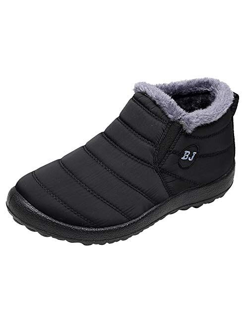 Winter Boots for Men Slip on Men's Snow Ankle Boots Lightweight Outdoor Footwear Waterproof Warm Fur Lined Booties SCIHTE