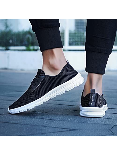 Ezeerae Sneakers for Men Breathable Lightweight Walking Sneakers Mesh Breathable Sport Gym Jogging Lace-Up Casual Shoes