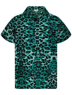 Hawaiian Shirt for Men Funky Casual Button Down Very Loud Shortsleeve Unisex Leopard Print