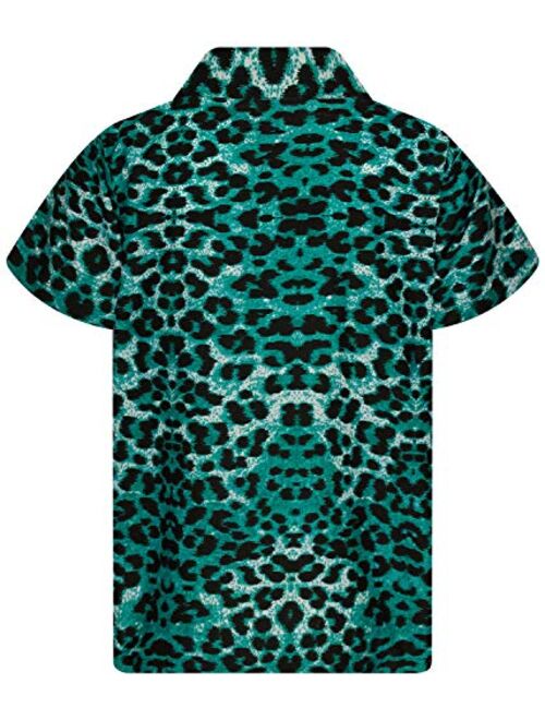 KING KAMEHA Hawaiian Shirt for Men Funky Casual Button Down Very Loud Shortsleeve Unisex Leopard Print