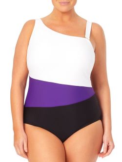 Women's Plus Color Block One-Piece Swimsuit