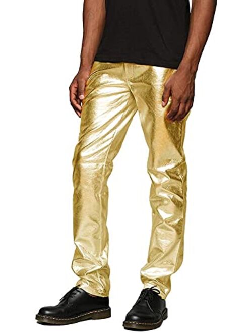 Buy COOFANDY Mens Metallic Shiny Jeans Christmas Party Dance Disco ...