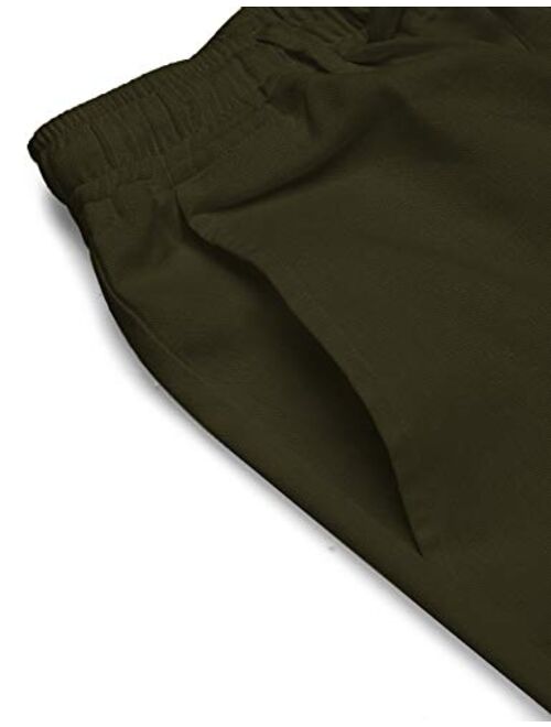 COOFANDY Men's Linen Pants Casual Elastic Waist Drawstring Beach Trousers