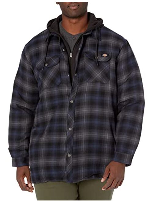 Dickies Men's Relaxed Fleece Hooded Flannel Shirt Jacket