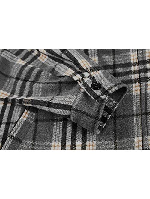 Runcati Mens Fleece Jacket Sherpa Lined Zip Up Buffalo Plaid Flannel Coat Casual Long Sleeve Warm Fall Winter Outwear