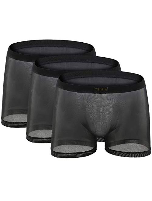 Buy Shineseasons Men's See Through Shorts Transparent Boxer Briefs Mesh ...