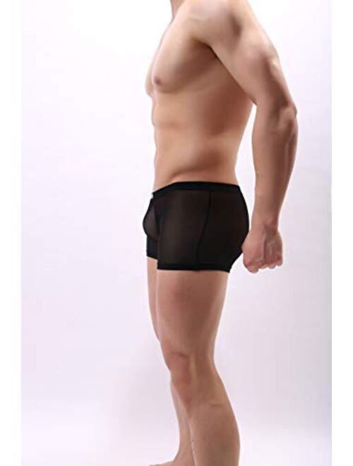 Shineseasons Men's See Through Shorts Transparent Boxer Briefs Mesh Breathable Underwear