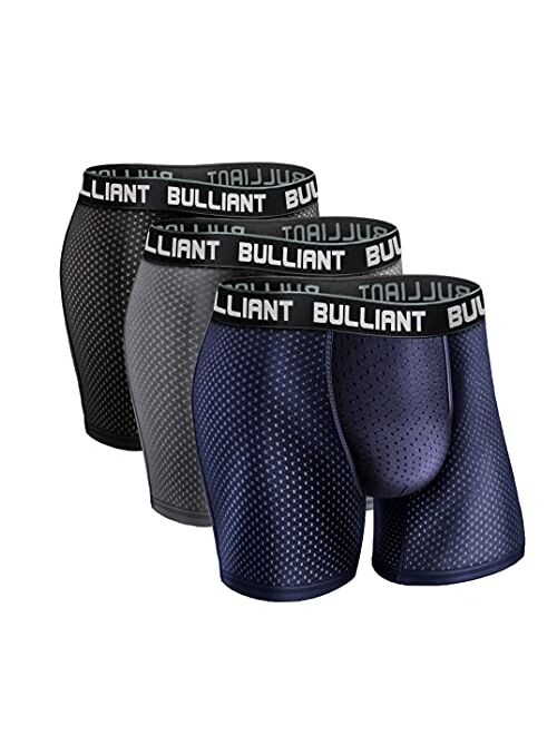 Mens Underwear Briefs 3 Pack,BULLIANT Mesh Athletic Sports Boxer Briefs Low Rise Waisted For Men No Fly