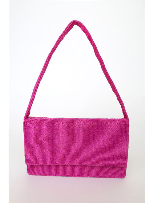 Lulus Bold and Trendy Pink Beaded Handbag