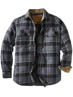 Venado Men's Plaid Shirt Jacket -Long Sleeved Quilt Lined Brushed Flannel Rugged Shirt