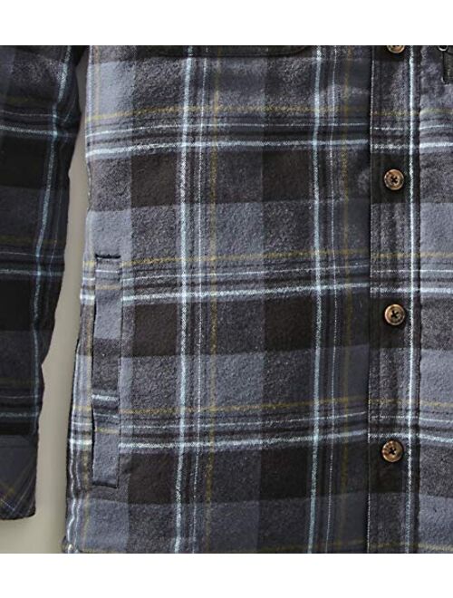 Venado Men's Plaid Shirt Jacket -Long Sleeved Quilt Lined Brushed Flannel Rugged Shirt