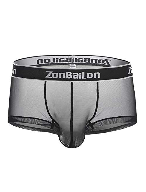 Buy Zonbailon Boxer Briefs for Men See Through Mesh Sexy Enhancing ...