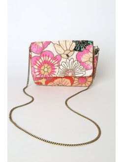 Bloom to Be Pink Multi Sequin Beaded Crossbody Bag
