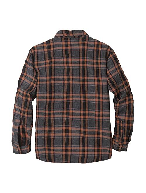 Mens Fleece Thick Flannel Shirt Jackets Button Down Plaid Shackets Long Sleeve Warm Family Matching Tops L-3XL