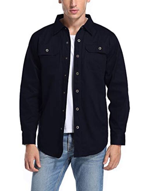 Mocotono Men's Heavyweight Canvas Flannel Lined Shirt Jacket