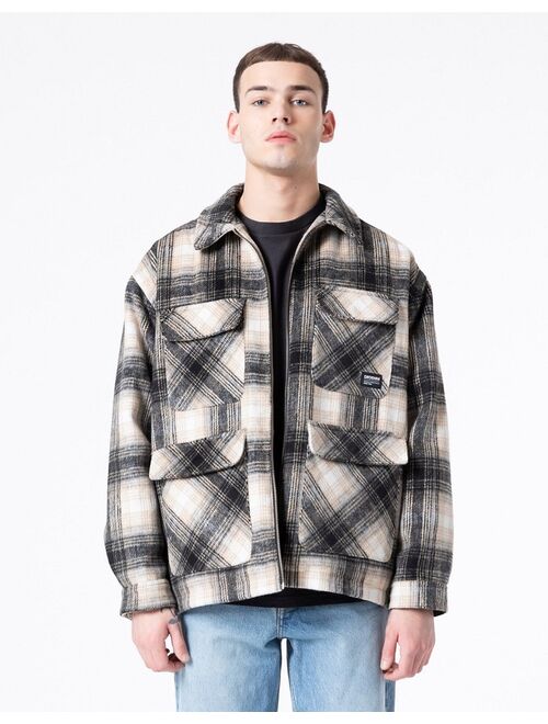 Dr Denim check flannel jacket in relaxed fit in multi