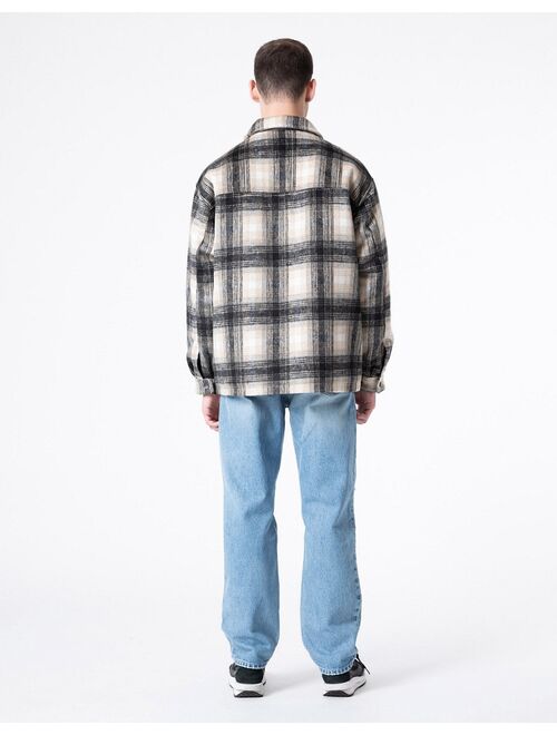 Dr Denim check flannel jacket in relaxed fit in multi