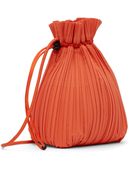 Pleats Please Issey Miyake Orange Drawstring Pleats Bag