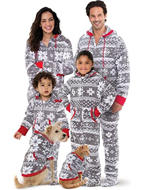 PajamaGram Family Pajamas Matching Sets - Nordic Fleece Christmas Onesie, Gray
