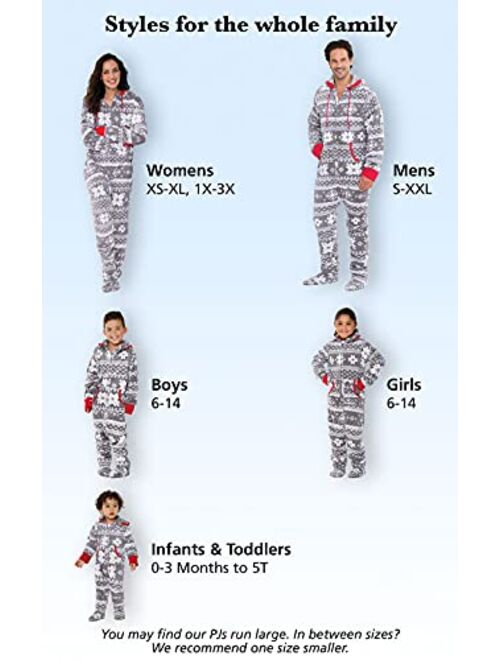 PajamaGram Family Pajamas Matching Sets - Nordic Fleece Christmas Onesie, Gray