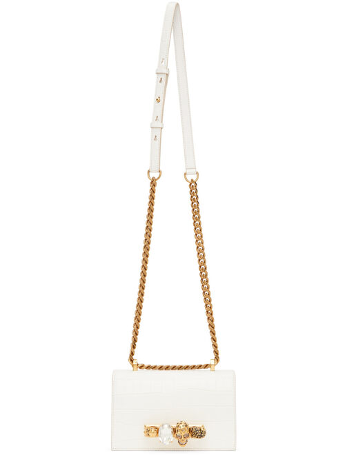 White Mini Jeweled Satchel Bag